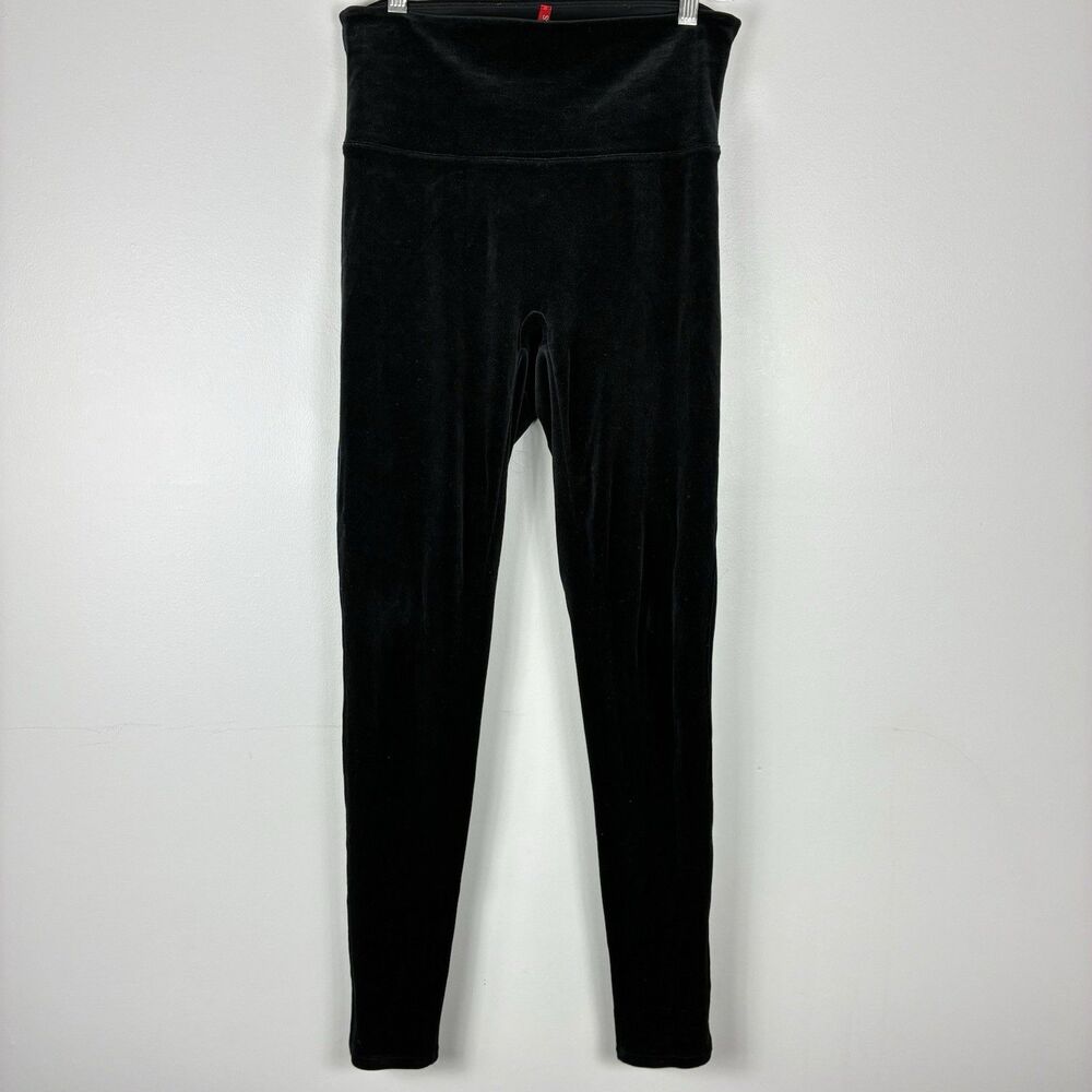 SPANX Black Velvet Leggings Shape Wear Woman’s Sz L Slimming